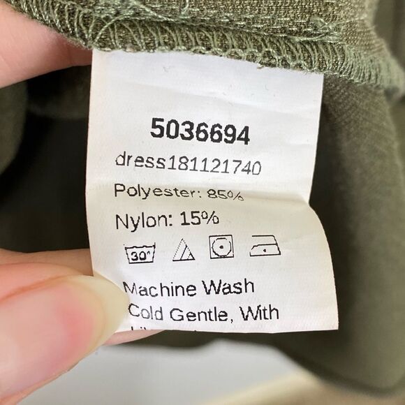 Shein Olive Green Corduroy Long Sleeve Round Neck Mini Dress - Picture 5 of 6